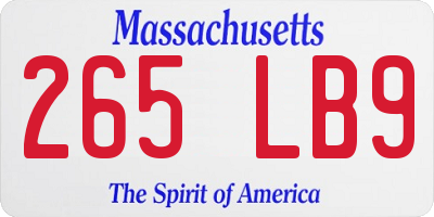 MA license plate 265LB9