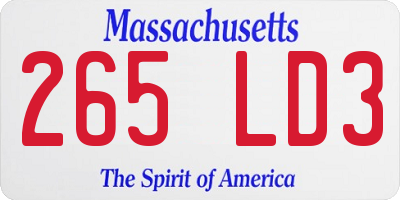 MA license plate 265LD3