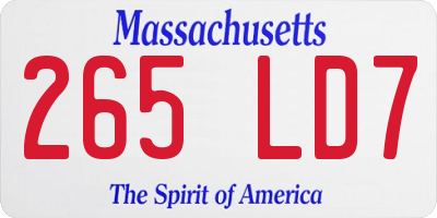 MA license plate 265LD7