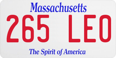 MA license plate 265LE0