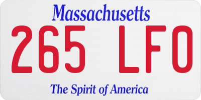 MA license plate 265LF0