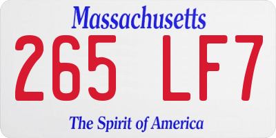 MA license plate 265LF7
