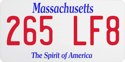 MA license plate 265LF8