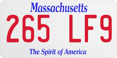 MA license plate 265LF9