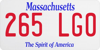 MA license plate 265LG0
