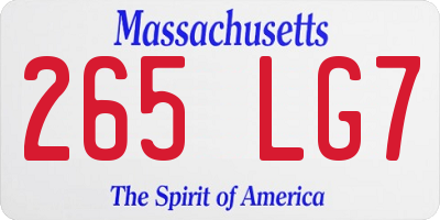 MA license plate 265LG7