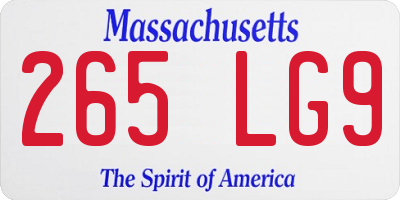 MA license plate 265LG9
