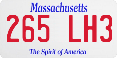 MA license plate 265LH3