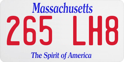 MA license plate 265LH8
