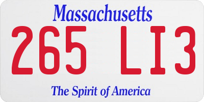 MA license plate 265LI3