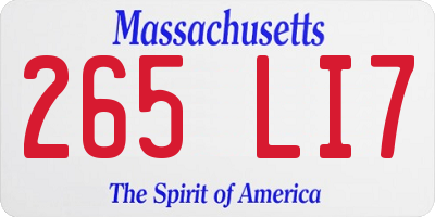 MA license plate 265LI7