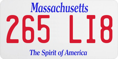MA license plate 265LI8