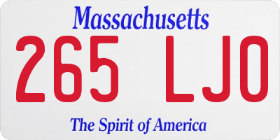 MA license plate 265LJ0