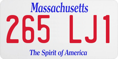MA license plate 265LJ1