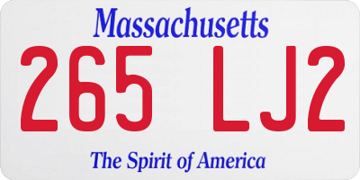 MA license plate 265LJ2