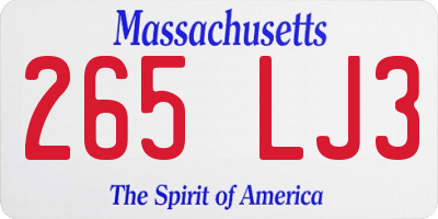MA license plate 265LJ3