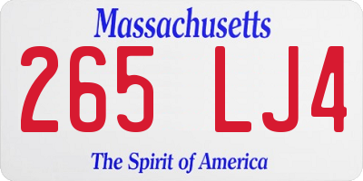 MA license plate 265LJ4
