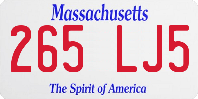 MA license plate 265LJ5