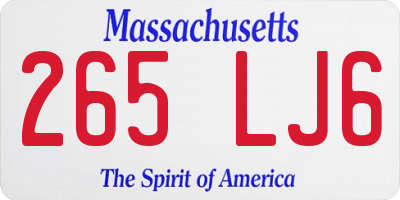 MA license plate 265LJ6