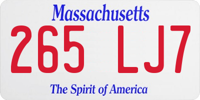 MA license plate 265LJ7