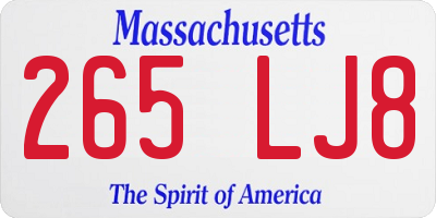MA license plate 265LJ8