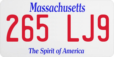 MA license plate 265LJ9