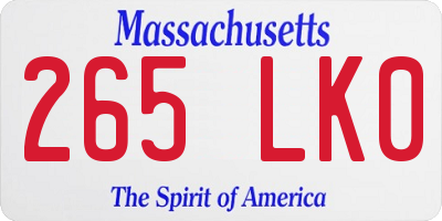 MA license plate 265LK0