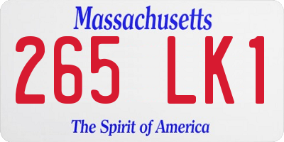 MA license plate 265LK1