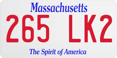 MA license plate 265LK2