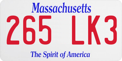 MA license plate 265LK3