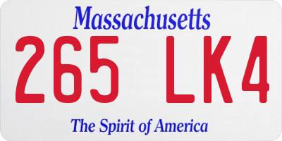 MA license plate 265LK4