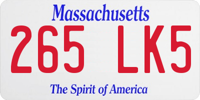 MA license plate 265LK5