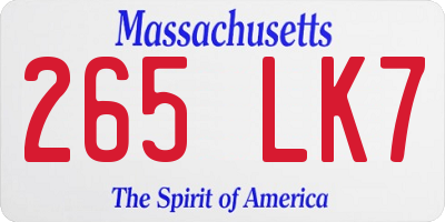 MA license plate 265LK7