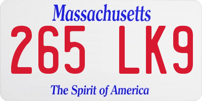 MA license plate 265LK9