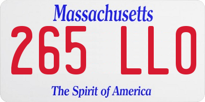 MA license plate 265LL0
