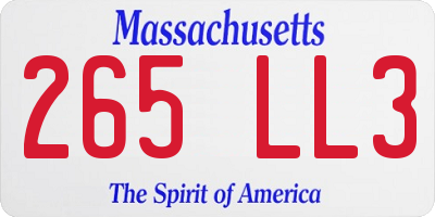 MA license plate 265LL3