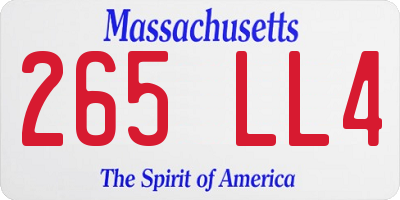MA license plate 265LL4