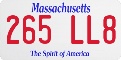 MA license plate 265LL8