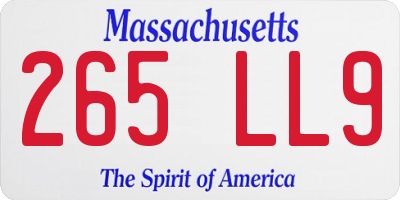MA license plate 265LL9