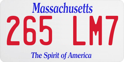 MA license plate 265LM7