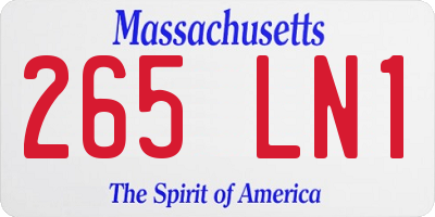 MA license plate 265LN1