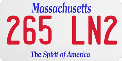 MA license plate 265LN2