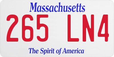 MA license plate 265LN4