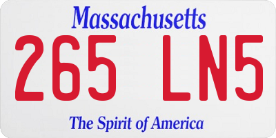 MA license plate 265LN5