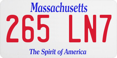 MA license plate 265LN7