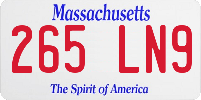 MA license plate 265LN9