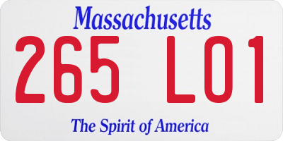 MA license plate 265LO1