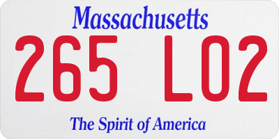 MA license plate 265LO2