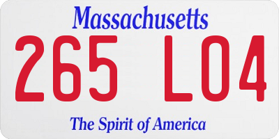 MA license plate 265LO4