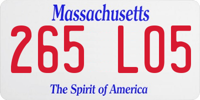 MA license plate 265LO5